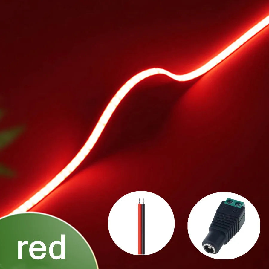 3mm (0.12in) Ultra-Thin COB LED Strip Light 12V – 400 LEDs/m Dimmable High-Density Flexible Tape, 3000K/4000K/6000K & Multicolor