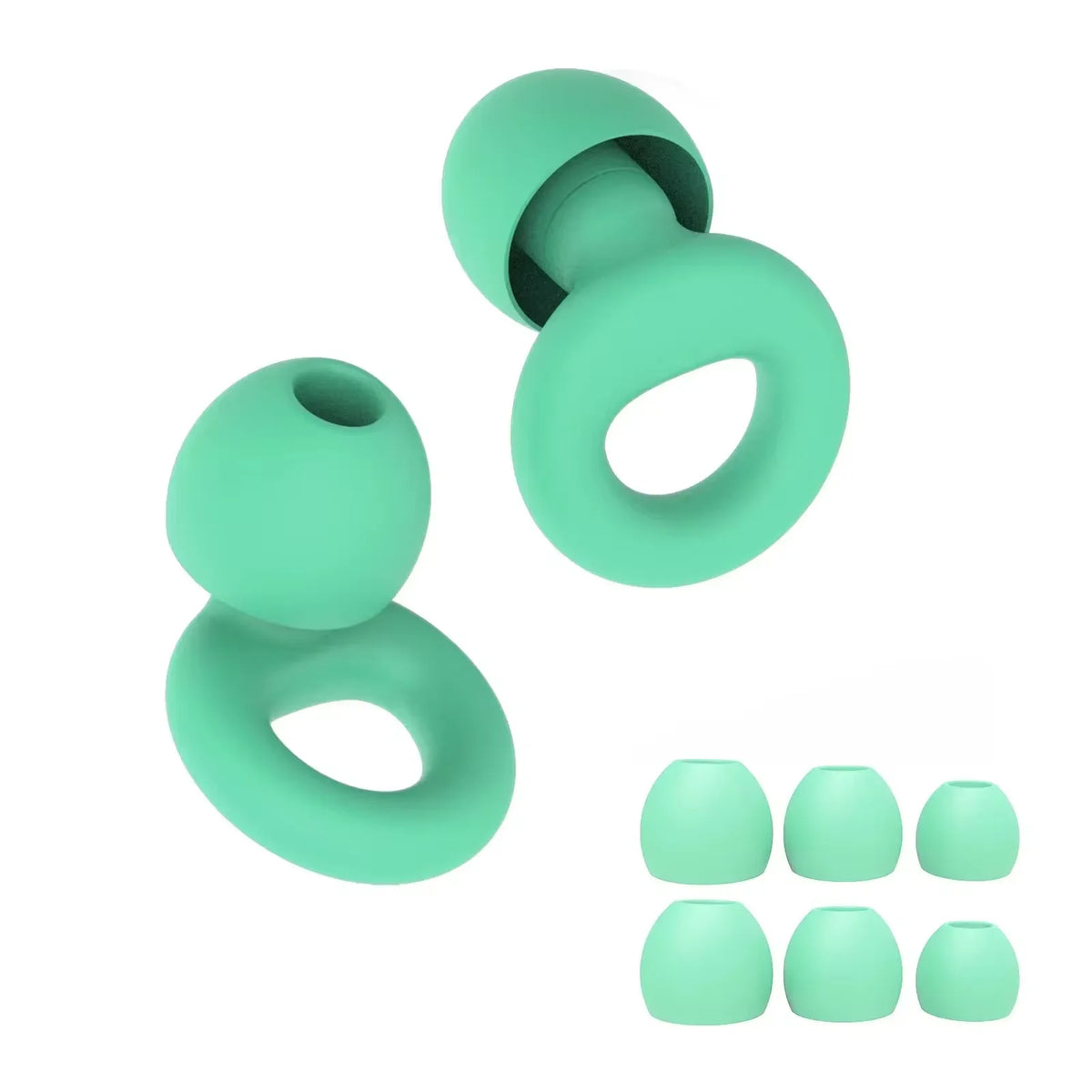 Silicone Earplugs 4 Pairs - Reusable Hypoallergenic Ear Plugs for Swimming & Sleep Noise Reduction (XS S M L)