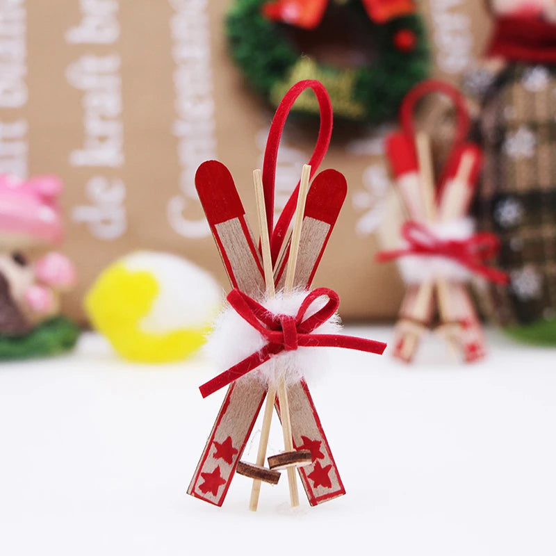 Mini Christmas Wreath for Dollhouse Hanging Garland with Bow & Bell