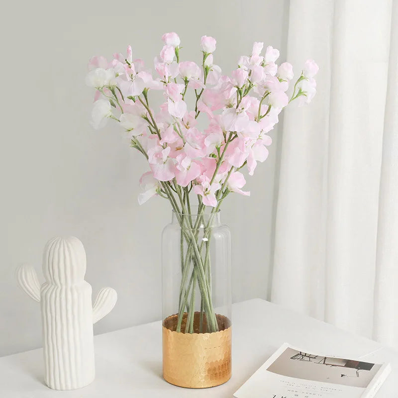 Silk Orchid Branch 62cm (24.4in) - Artificial Orchid Stem for Wedding, Bridal Bouquets & Home Decor - White Pink Purple
