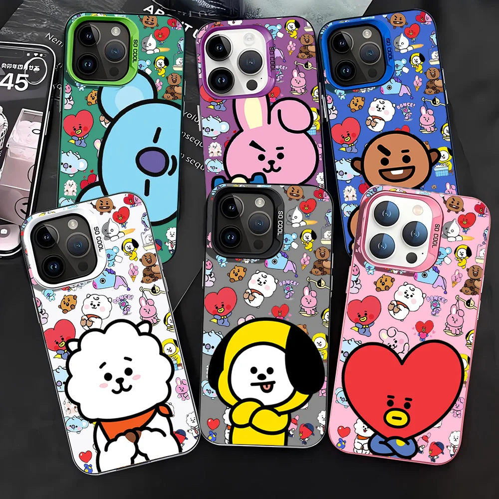 Cute Cartoon Phone Case for iPhone – Matte Silicone Anti-Fall Shockproof Protective Cover