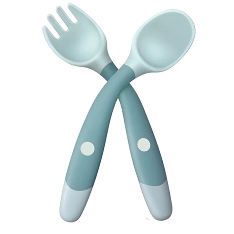 Toddler Spoon and Fork Set with Travel Case - Bendable Baby Feeding Utensils for 1-2 Years, Cartoon