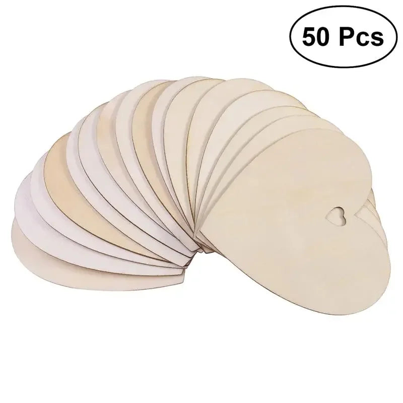 50/100-Pack 100mm (3.94 in) Wooden Heart Craft Blanks – Unfinished Ornaments for DIY Painting, Wedding & Christmas Decor