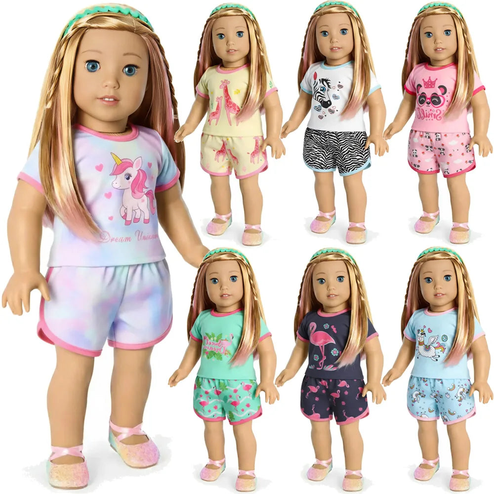 Cute Printed T-Shirt Top for 18-Inch (45.7 cm) & 43 cm Dolls, Short Doll Tee