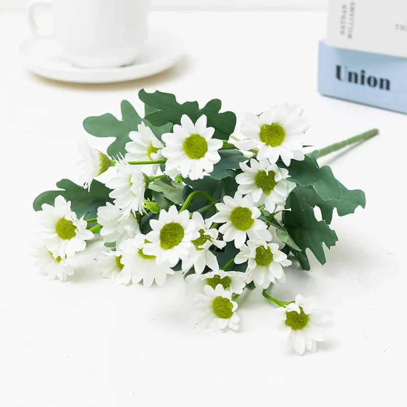 21-Head Sunflower & Daisy Bouquet - Chamomile Artificial Flowers for Wedding, Home & DIY Decor