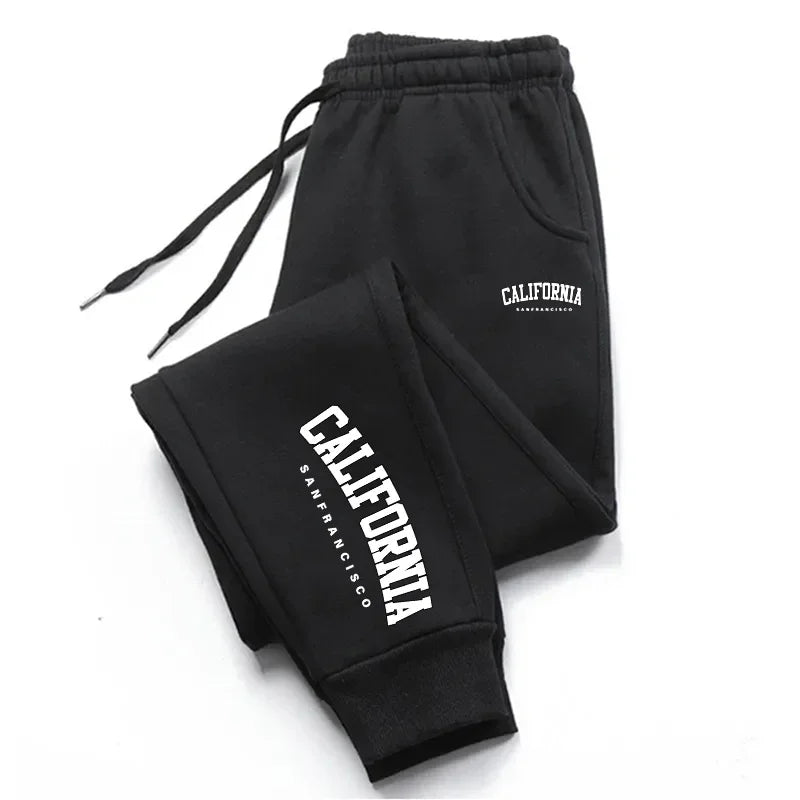 Men's Jogging Sweatpants Casual Drawstring Full-Length Athletic Pants Midweight Four-Season
