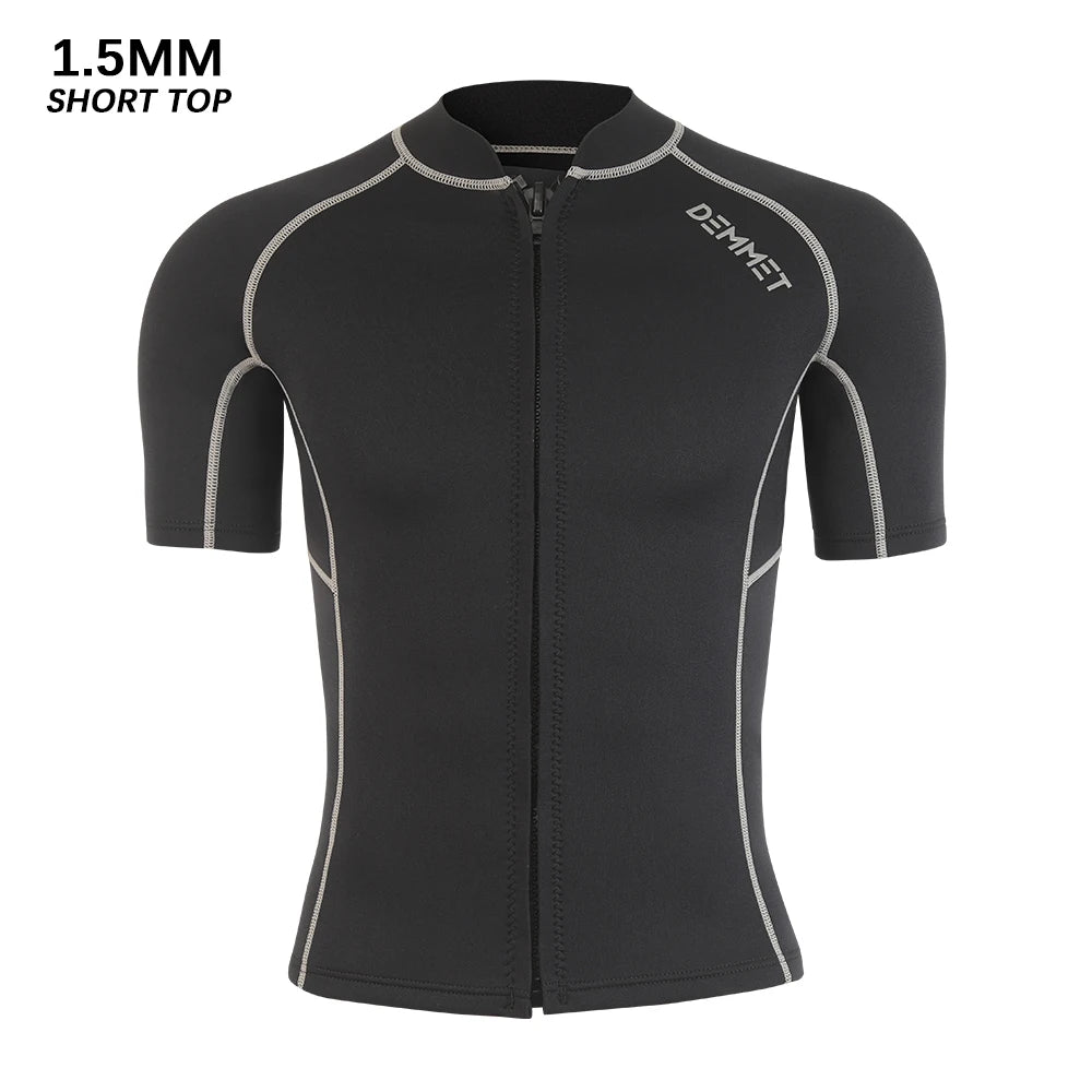 Men's Short Neoprene Wetsuit - Jacket or Pants 1.5mm / 3mm Front-Zip Split Sleeve for Surfing, Diving & Spearfishing