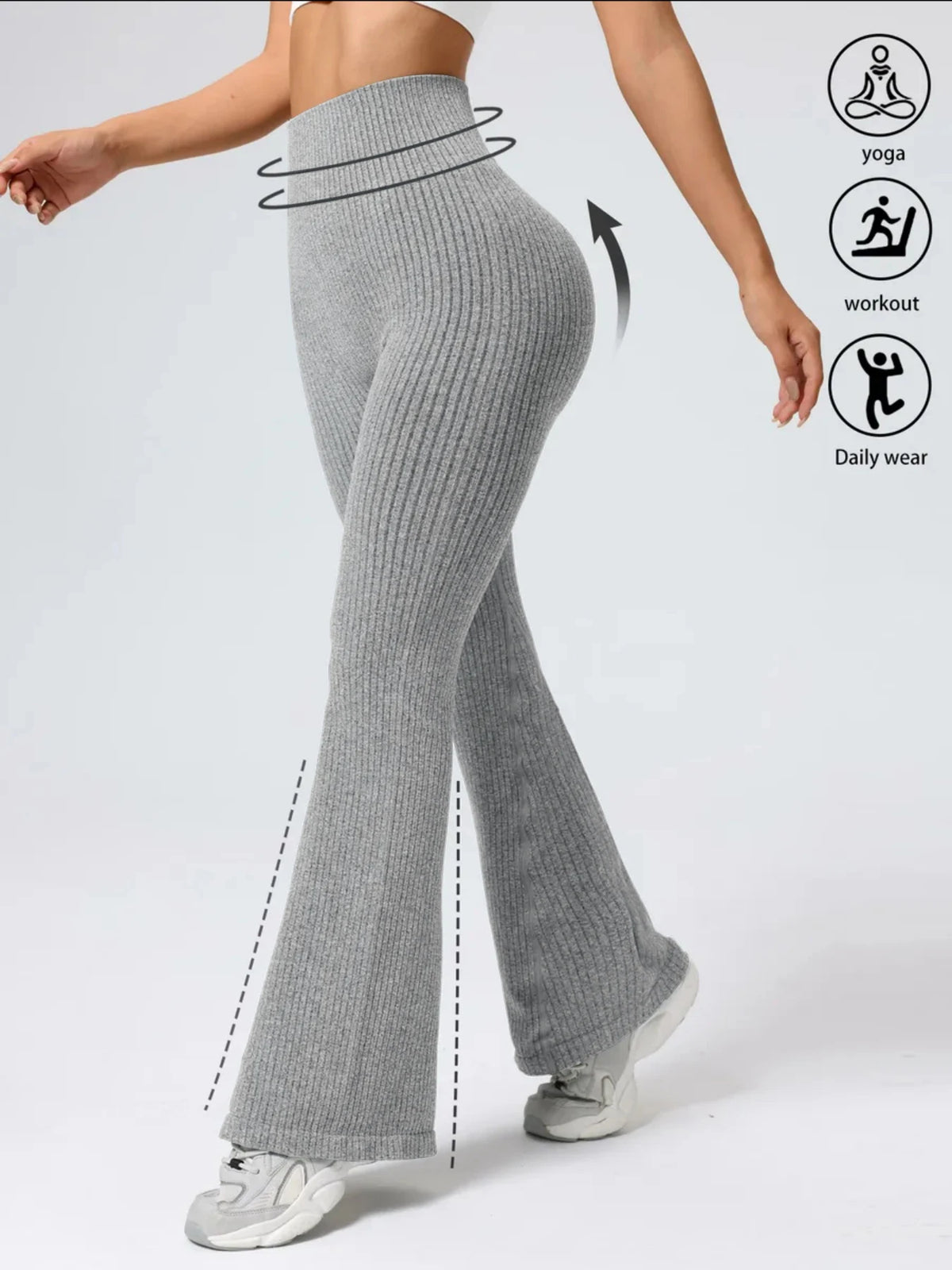 Women's High-Waist Flared Bell-Bottom Yoga Pants Seamless Elastic Waistband for Workout & Everyday Wear