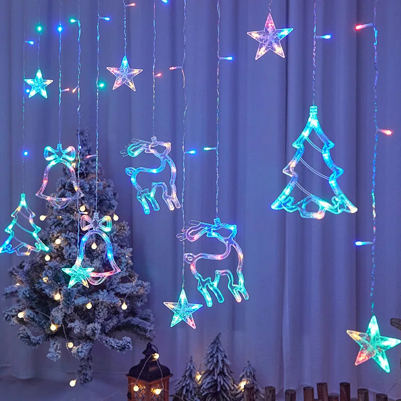 LED Fairy Curtain String Lights - 2.5m (8.2ft) x 0.8m (31.5in), Warm White & Rainbow, Waterproof Holiday Party Wedding Decor