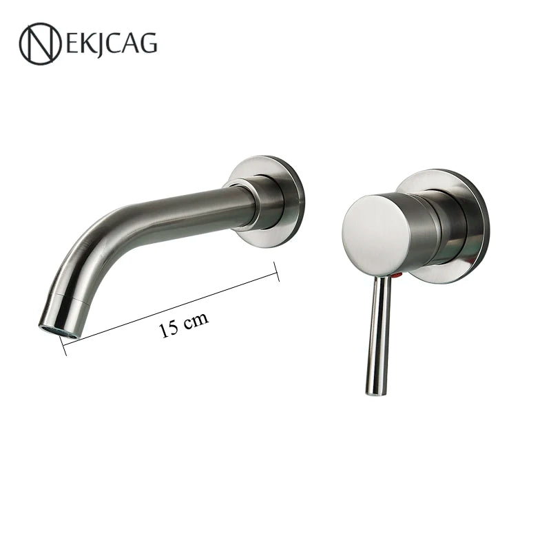 Wall-Mount Single-Handle Basin Faucet – Polished Gold, Matte Black or Chrome Bathroom Sink Mixer (Hot & Cold)