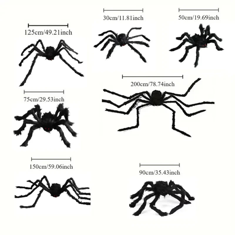 Giant Round Spider Web (150–250 cm / 59–98 in) with Large Hairy Fake Spider – Halloween Yard & Door Scare Prop
