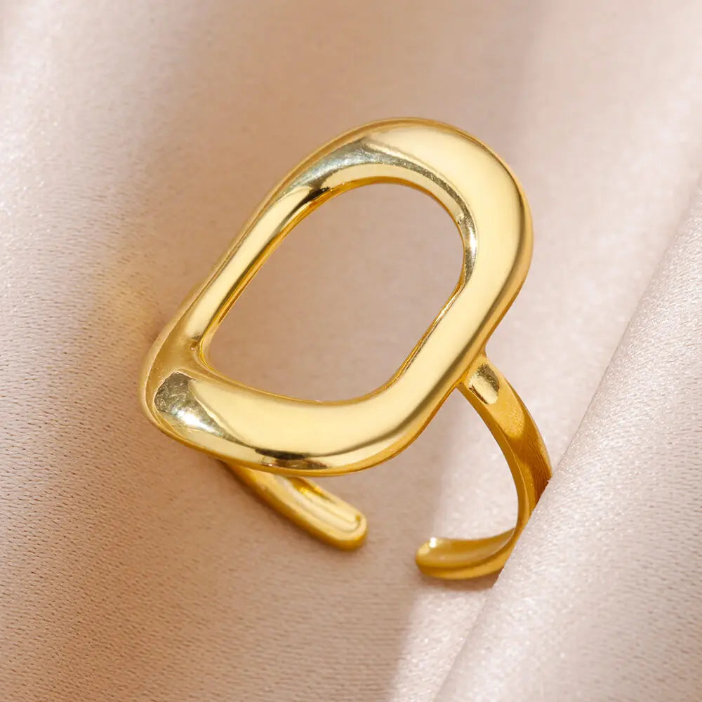 316L Stainless Steel Gold-Tone Women's Ring – Hypoallergenic Classic Tension-Set Wedding & Couple Ring