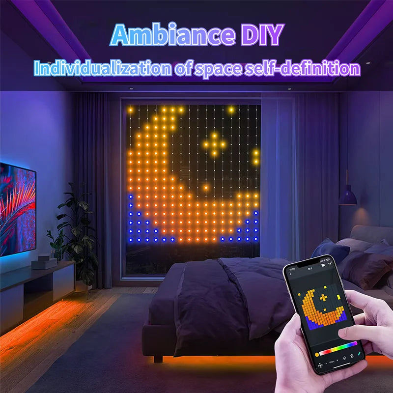 LED Curtain Fairy Lights – App-Controlled Music Sync, DIY Patterns, Waterproof, 6–10m (20–33 ft) Indoor/Outdoor Party & Holiday Decor