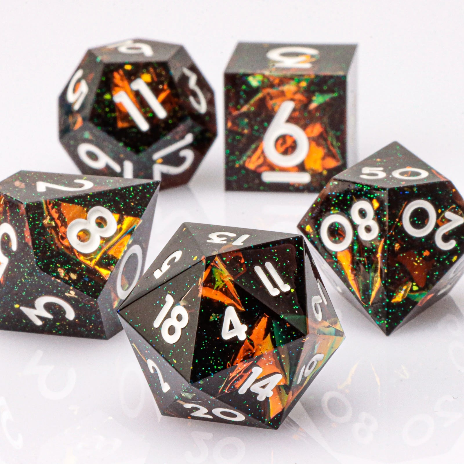 Handmade Resin 7-Piece D20 Polyhedral Dice Set for Dungeons & Dragons & Tabletop RPGs