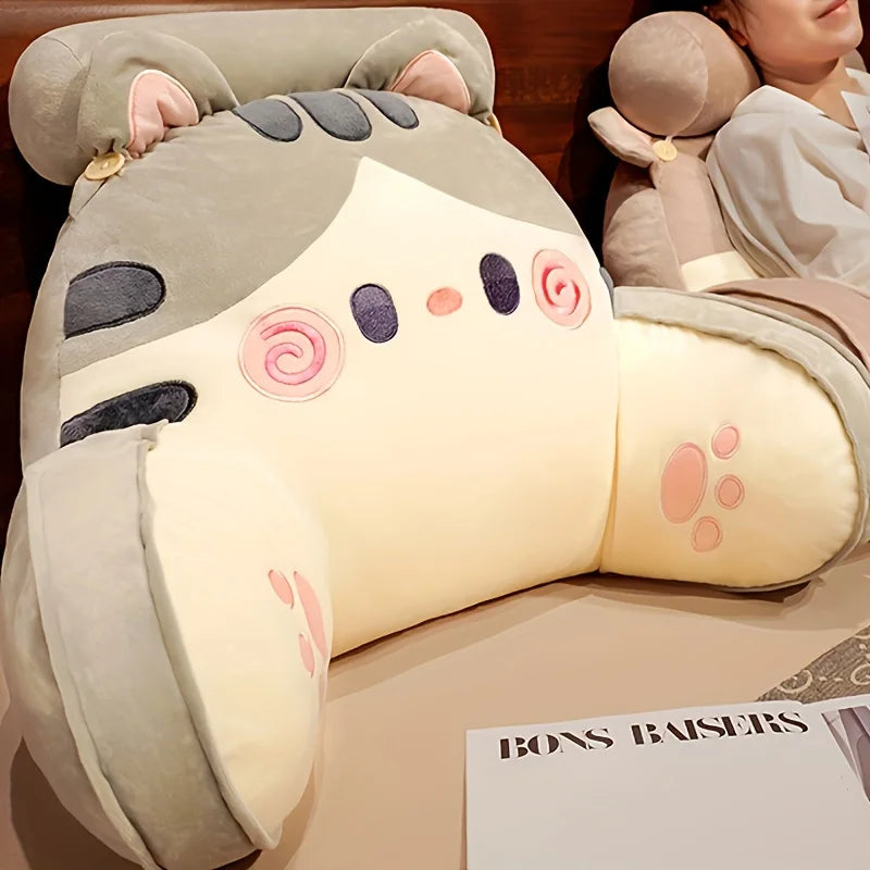 70 x 50 cm (27.6 x 19.7 in) Large Bedhead Backrest Pillow, Cartoon Cat Sofa Reading Cushion, Maternity Waist Support