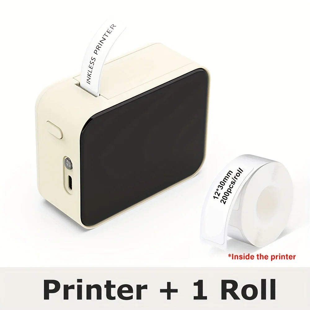 Mini Bluetooth Thermal Label Printer Portable Inkless 15mm (0.59in) Rechargeable Type-C