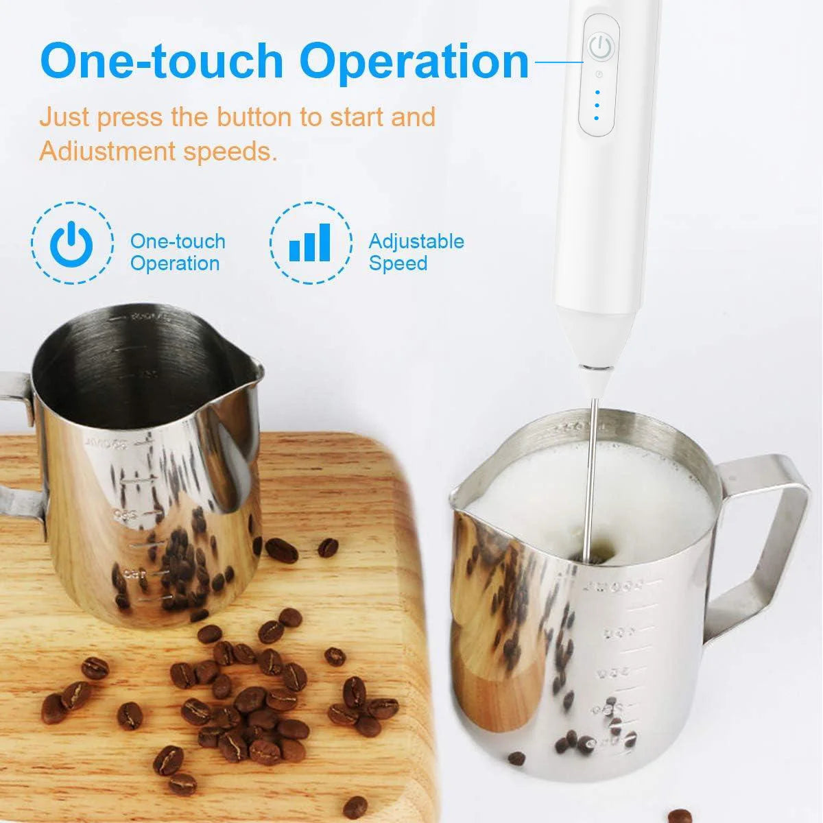 Mini USB Rechargeable Milk Frother – 3-Speed Handheld Coffee Foam Maker & Electric Whisk Mixer