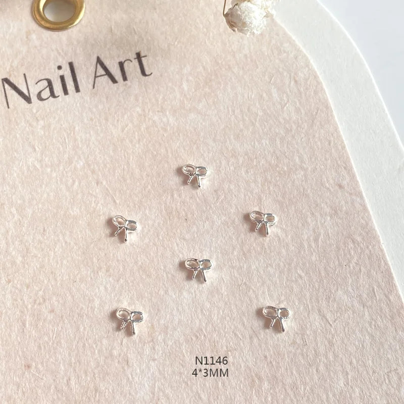 10-Pack Gold & Silver Bow Nail Charms Alloy Bowknot Nail Art Decorations