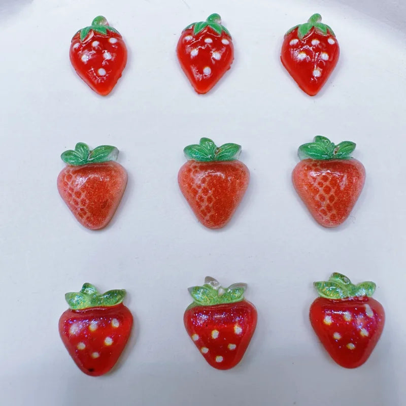 20-Pack 3D Mini Red Cherry Nail Charms Resin Nail Art Decorations for DIY Manicure