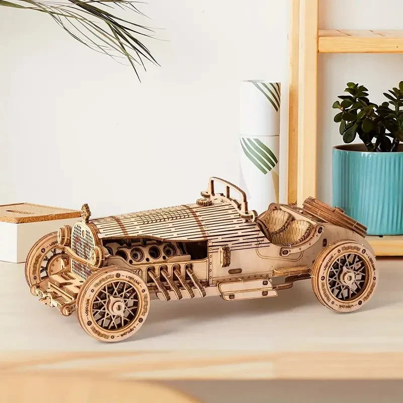 3D Wooden Car Puzzle DIY Scale Model Kit - Mechanical Model Building Toy & Home Decor Gift