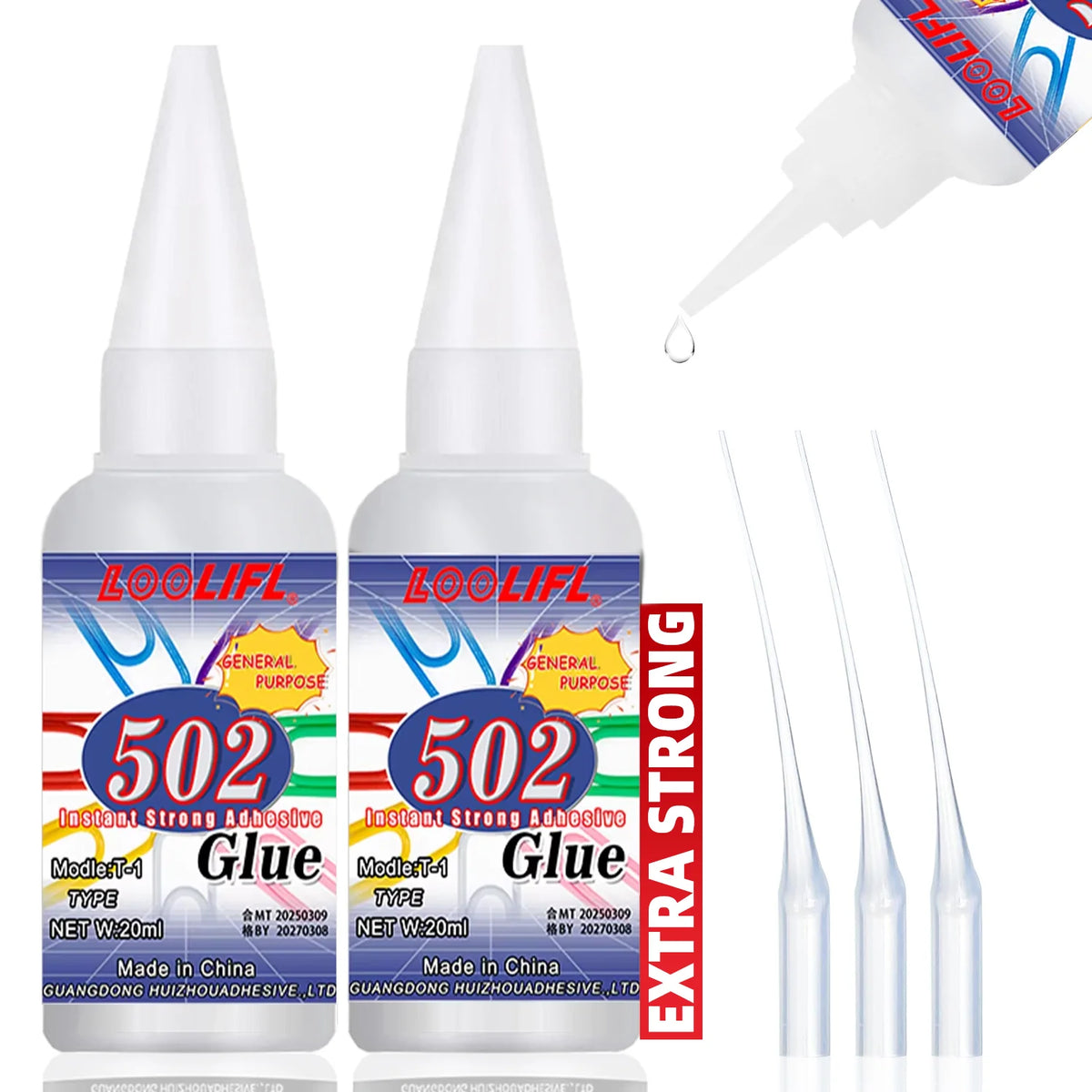 502 Super Strong Quick-Drying Glue for Plastic, Wood, Metal & Ceramic – Clear Low-Odor Adhesive, 20ml (0.68 fl oz)