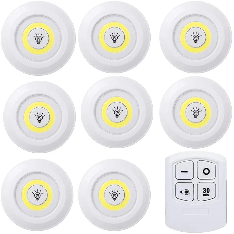 Dimmable Battery-Operated LED Under-Cabinet Light with Remote — Closet, Wardrobe & Bathroom Night Lamp