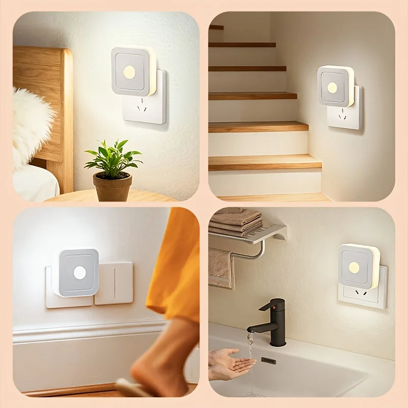 4-Pack LED Motion Sensor Night Lights Plug-In for Hallway Bedroom Staircase Kitchen Bathroom