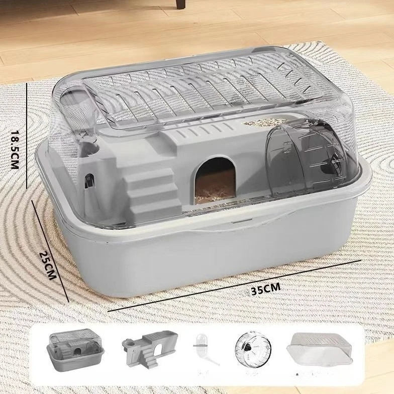 Large Chew-Proof Hamster Cage with Openable Top and Acrylic Panels – Solid Small Pet Habitat