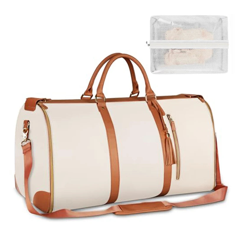 Foldable PU Leather Carry-On Duffel Bag – Large Travel & Business Weekender