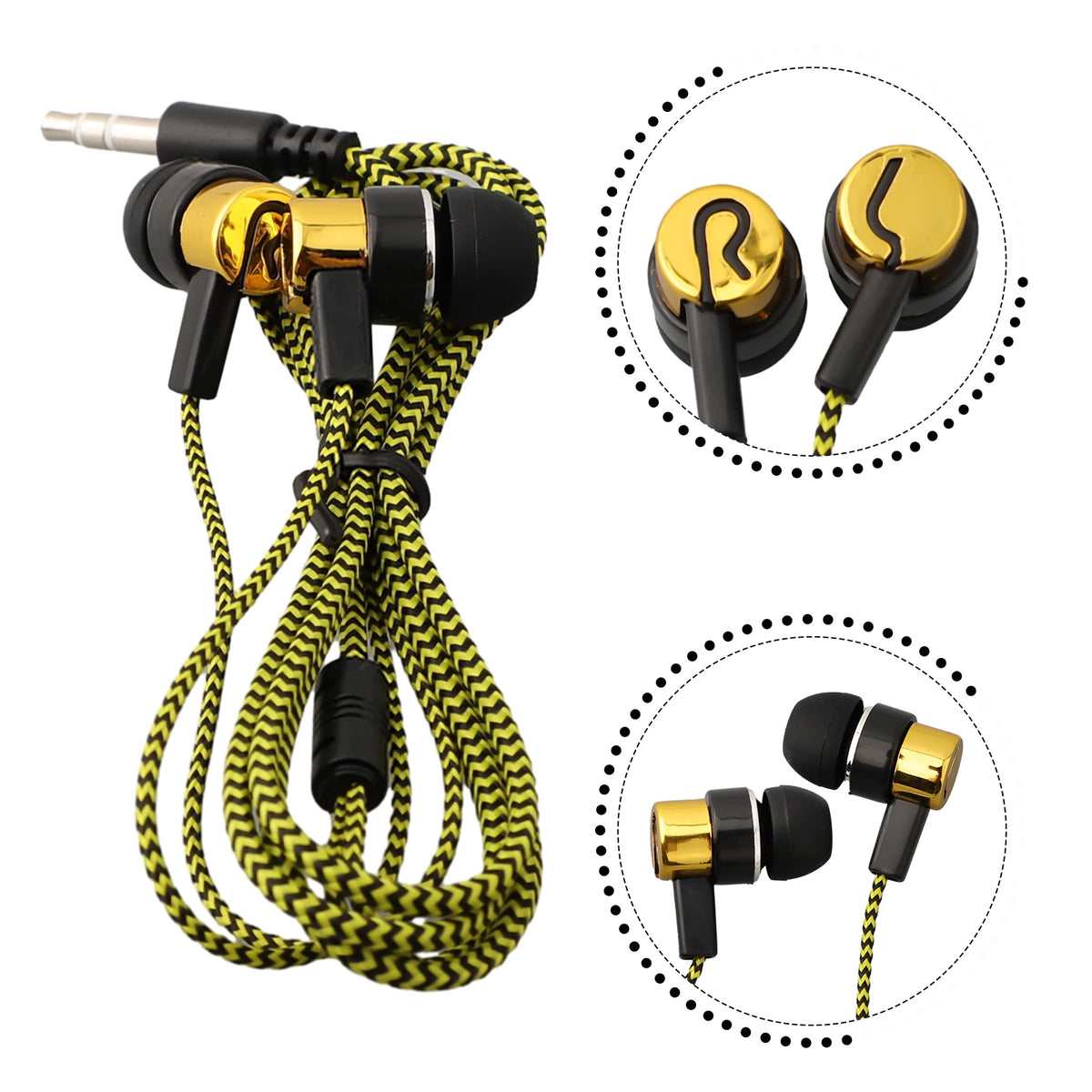 3.5mm In-Ear Wired Earbuds with Mic — Bass Stereo & Noise Cancelling