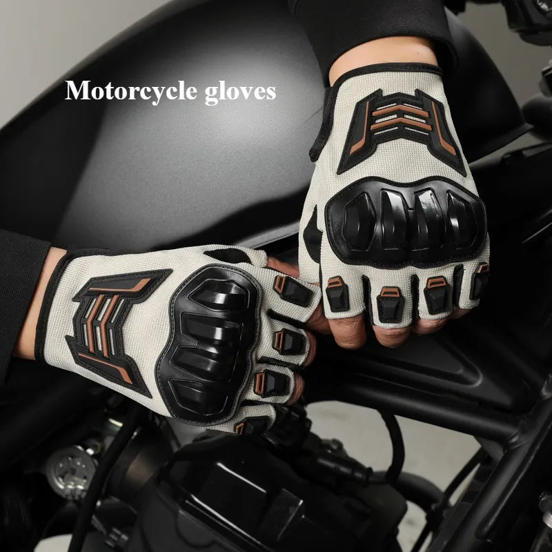 Half Finger Motorcycle Gloves Breathable Anti-Slip Protective Cycling Gloves for Electric Bike Racing