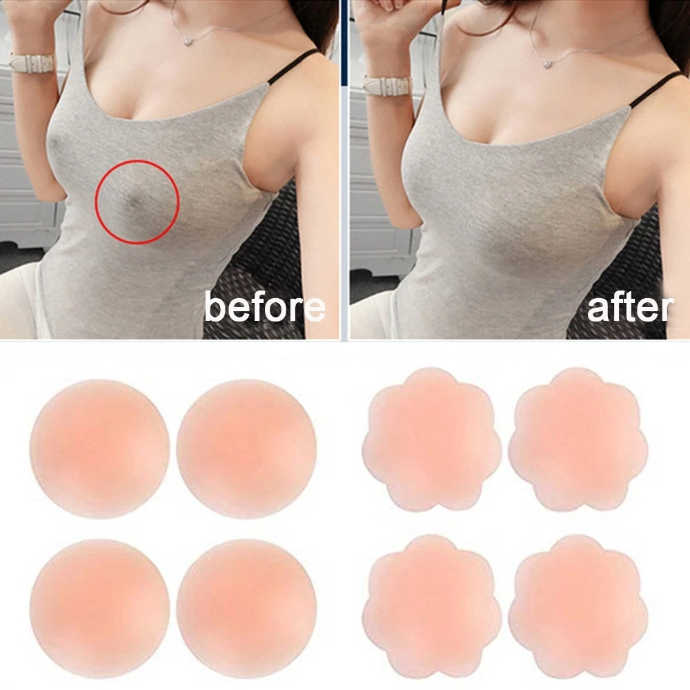 2/6/12-Pack Reusable Self-Adhesive Silicone Nipple Covers Invisible Breast Petals
