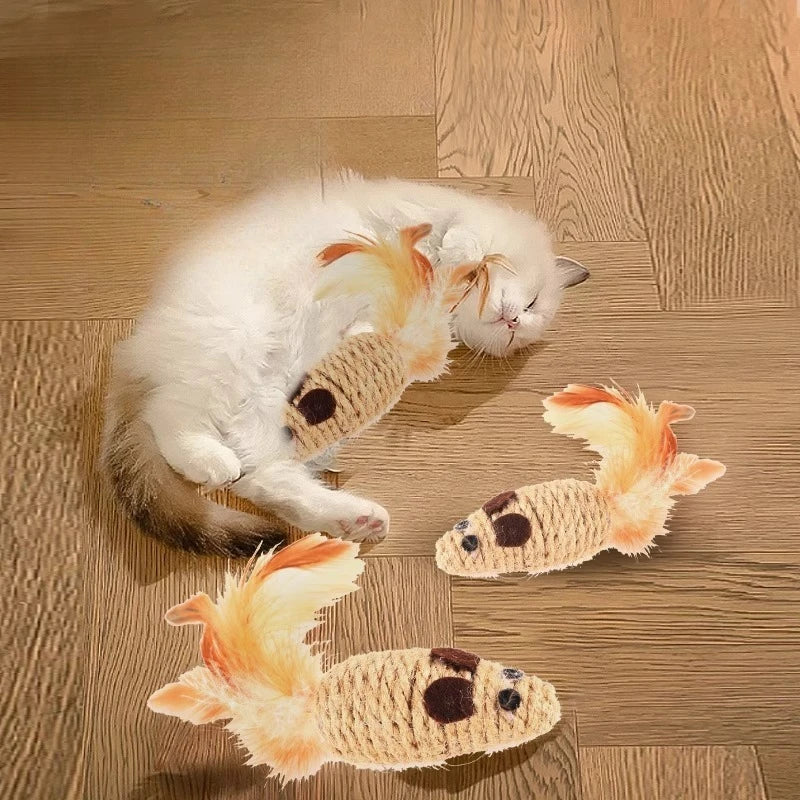Sisal Plush Mouse Cat Toys for Kittens - 1-5 Pack view 2