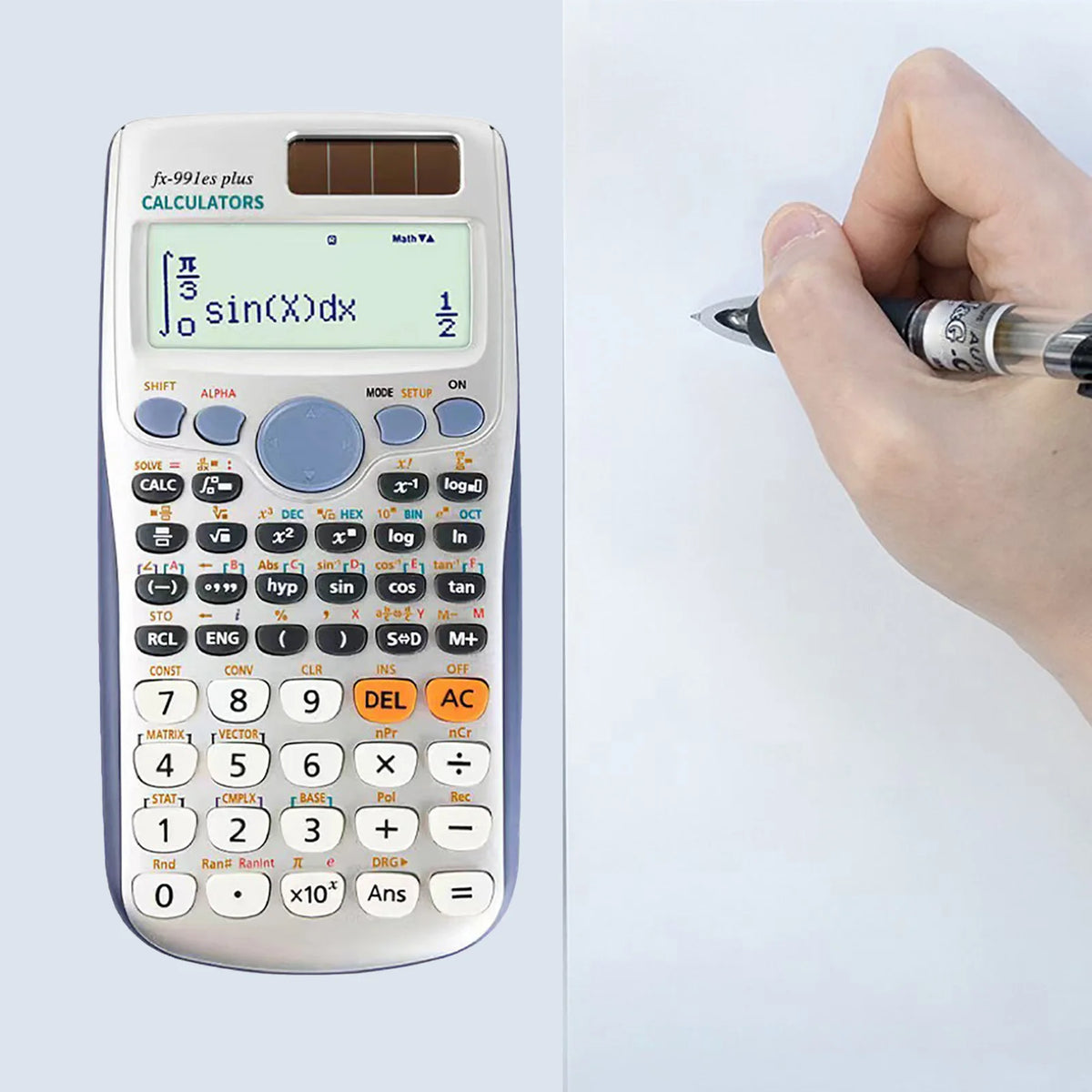 Scientific Calculator 417 Functions 10+2 Digit Display Dual Solar and Battery Power Portable for Students & Teachers