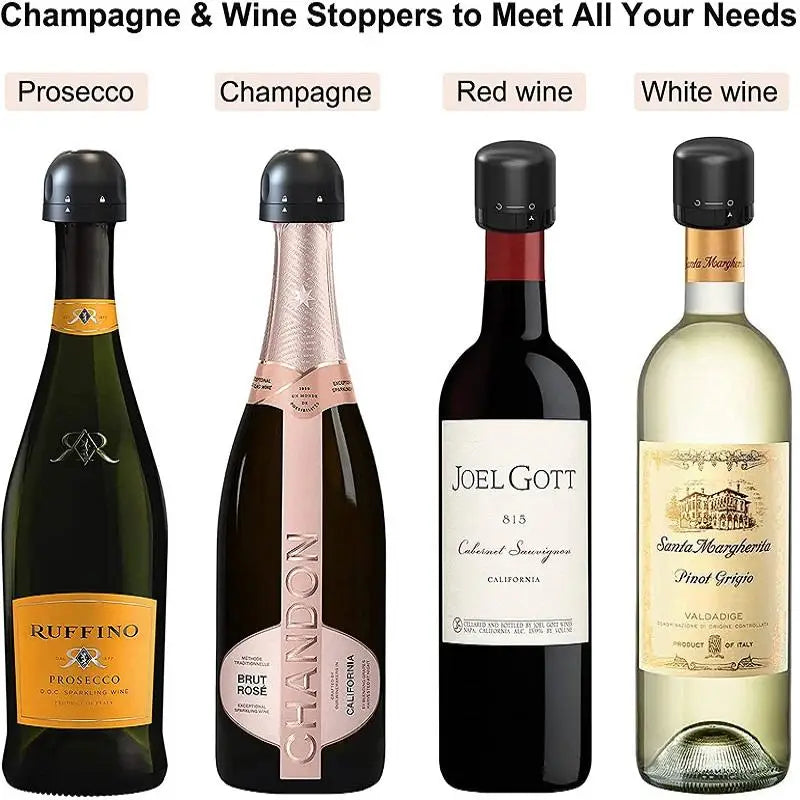 Reusable Silicone Vacuum Wine Stoppers — 1/2/4-Pack Champagne Bottle Sealers, Wine Preserver