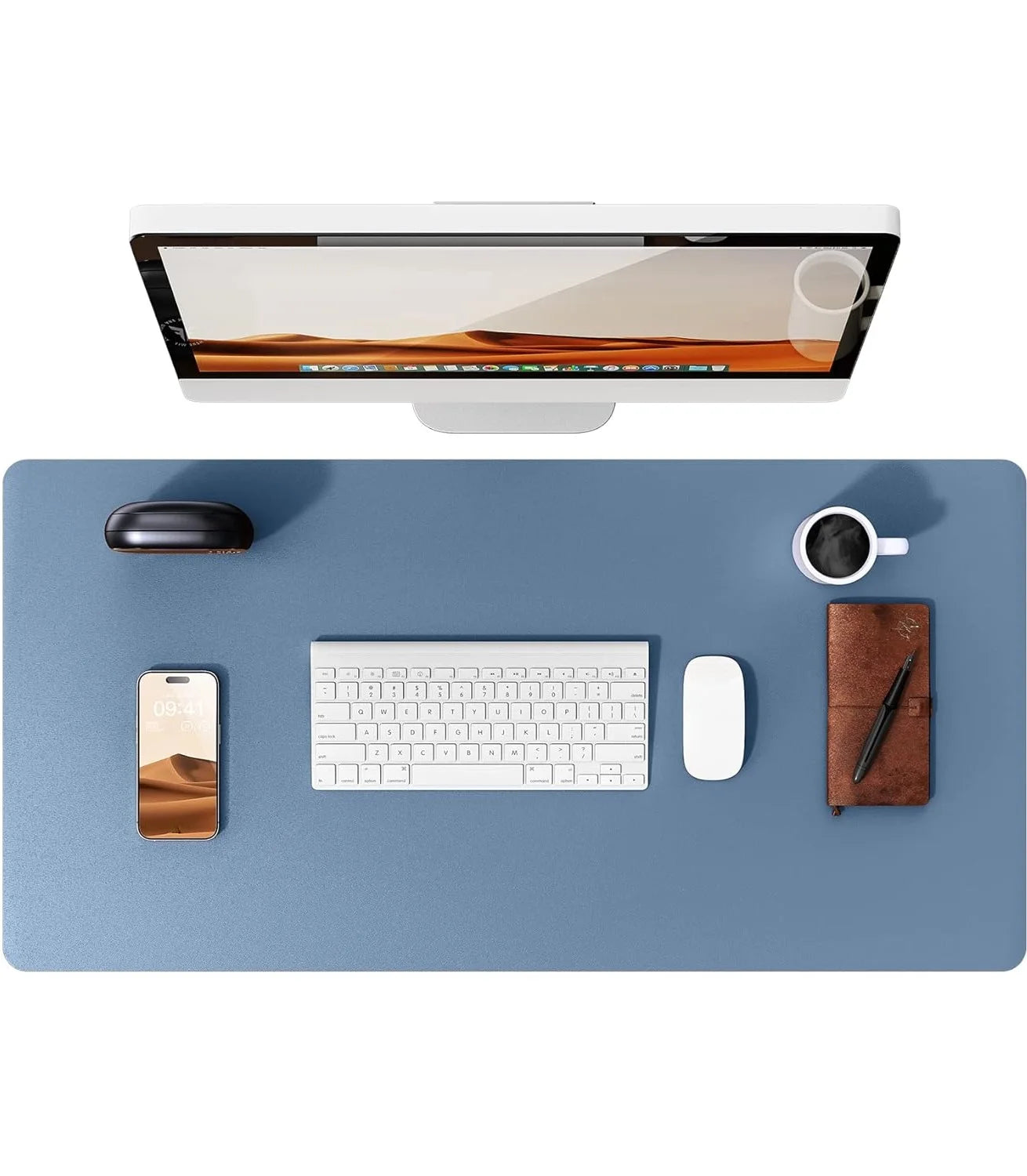 Large PU Leather Desk Pad - Non-Slip Waterproof Office Mouse Pad & Laptop Desk Mat