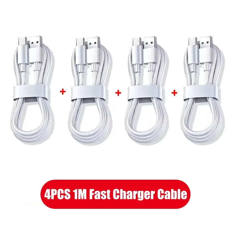 4-Pack USB-A to USB-C Fast Charging Cable — 6A 120W, 1m/2m High-Speed Data Sync for Android Phones