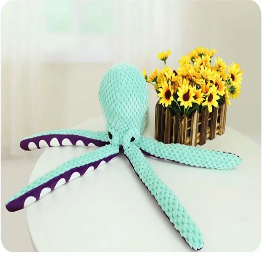 Plush Octopus Dog Toy with Squeaker — Interactive Chew-Resistant Pet Toy for Small to Large Dogs, 11 x 8.5 x 32 cm (4.3 x 3.3 x 12.6 in)