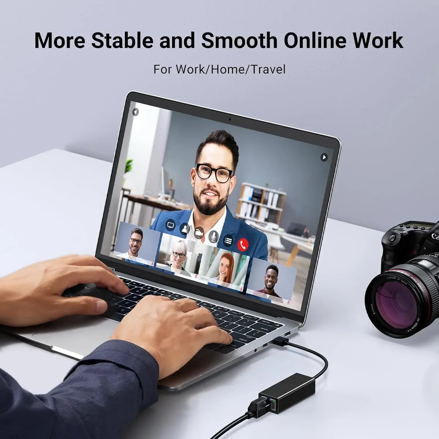 USB-C to Ethernet Adapter RJ45 Gigabit 10/100/1000Mbps - USB Type-C Network Adapter for MacBook & Windows PCs