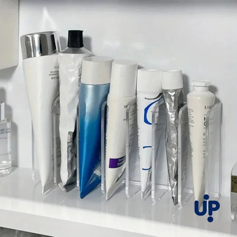 7-Slot Clear Cosmetic Organizer - Transparent Plastic Makeup Holder for Vanity, Bathroom & Office