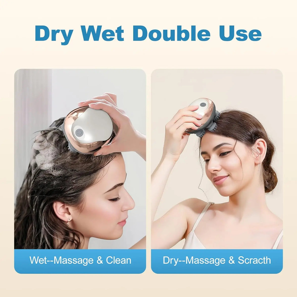 Handheld Electric Scalp Massager - Rechargeable Waterproof Head Scratcher for Scalp, Hair Growth & Full-Body Massage