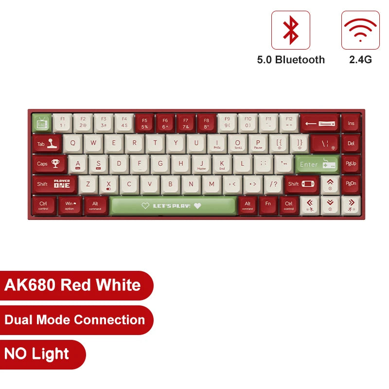 68-Key Compact Mechanical Gaming Keyboard — Hot-Swap ABS Keycaps, Wired / 2.4G Wireless / Bluetooth