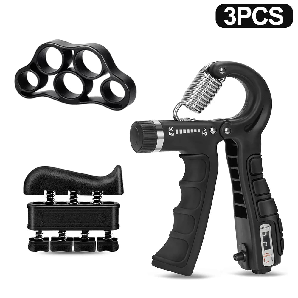 Adjustable Hand Gripper 10–60 kg (22–132 lb) Heavy-Duty Grip Strength Trainer — Wrist & Finger Exerciser with Accessories