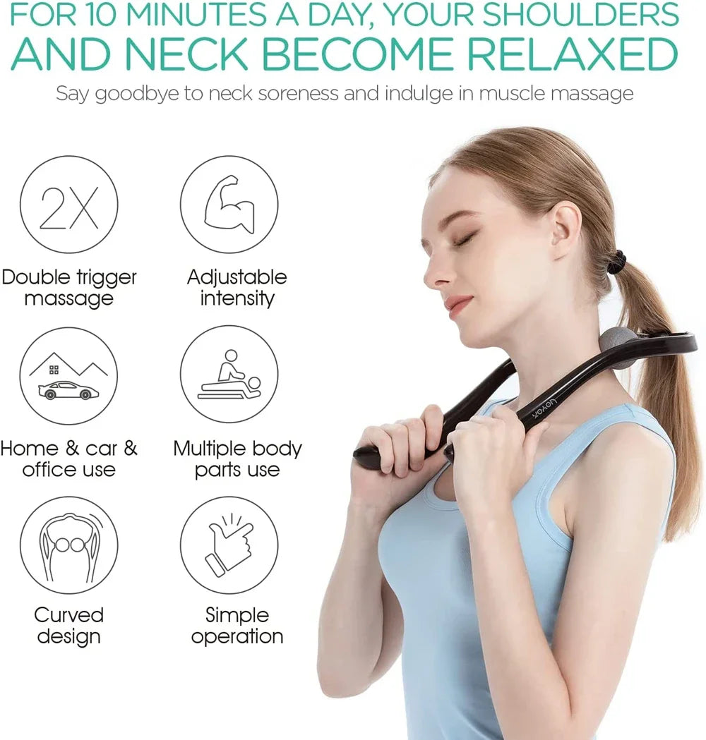 Shiatsu Neck & Shoulder Massager - Deep Tissue Dual Trigger Point, Ergonomic Handheld Portable