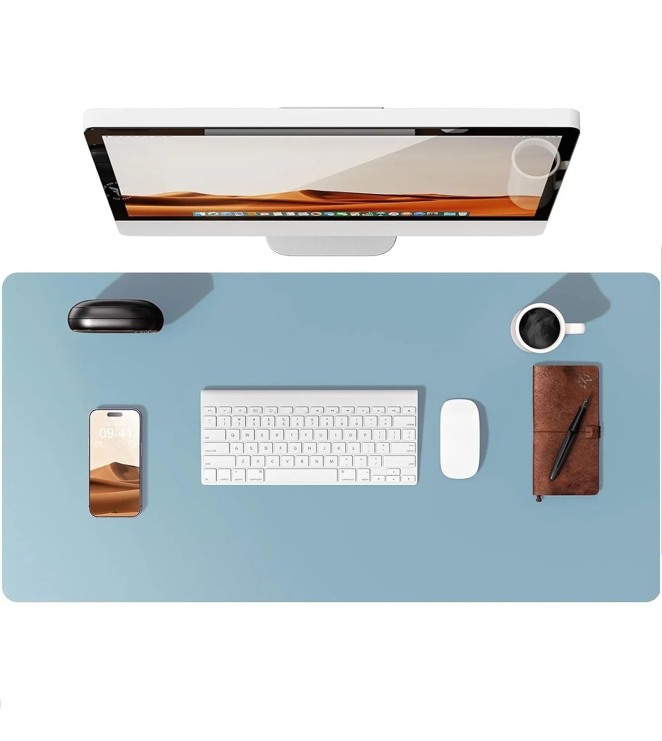 Large PU Leather Desk Pad - Non-Slip Waterproof Office Mouse Pad & Laptop Desk Mat