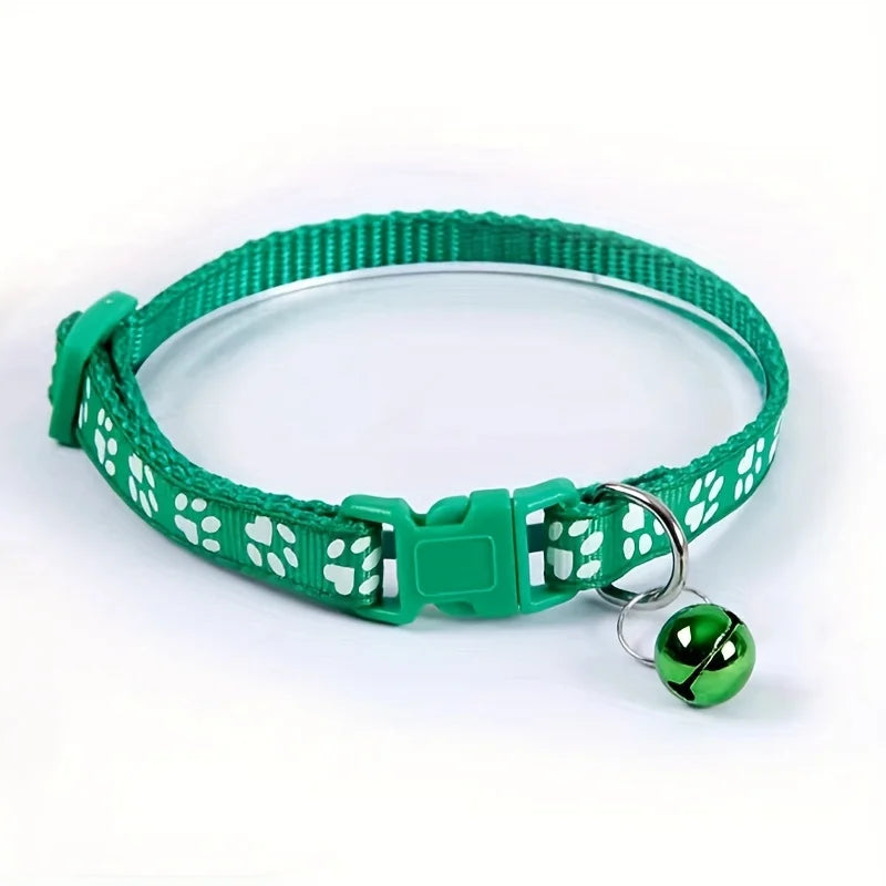 Adjustable Cat Collar with Bell – Colorful Pattern Kitten Necklace & DIY Ring Pet Accessory