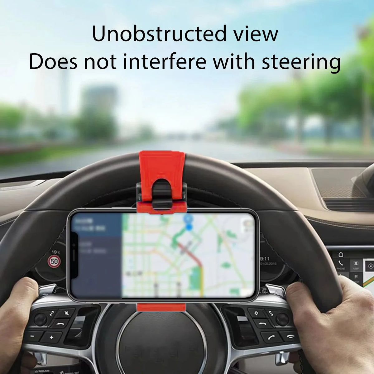 Universal Steering Wheel Phone Mount Clip – Hands-Free Car Phone Holder for Navigation