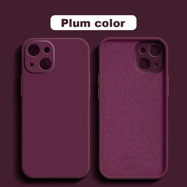 Liquid Silicone Shockproof Full-Coverage iPhone Case, Soft Back Cover, Anti-Scratch, Anti-Fingerprint, Non-Slip