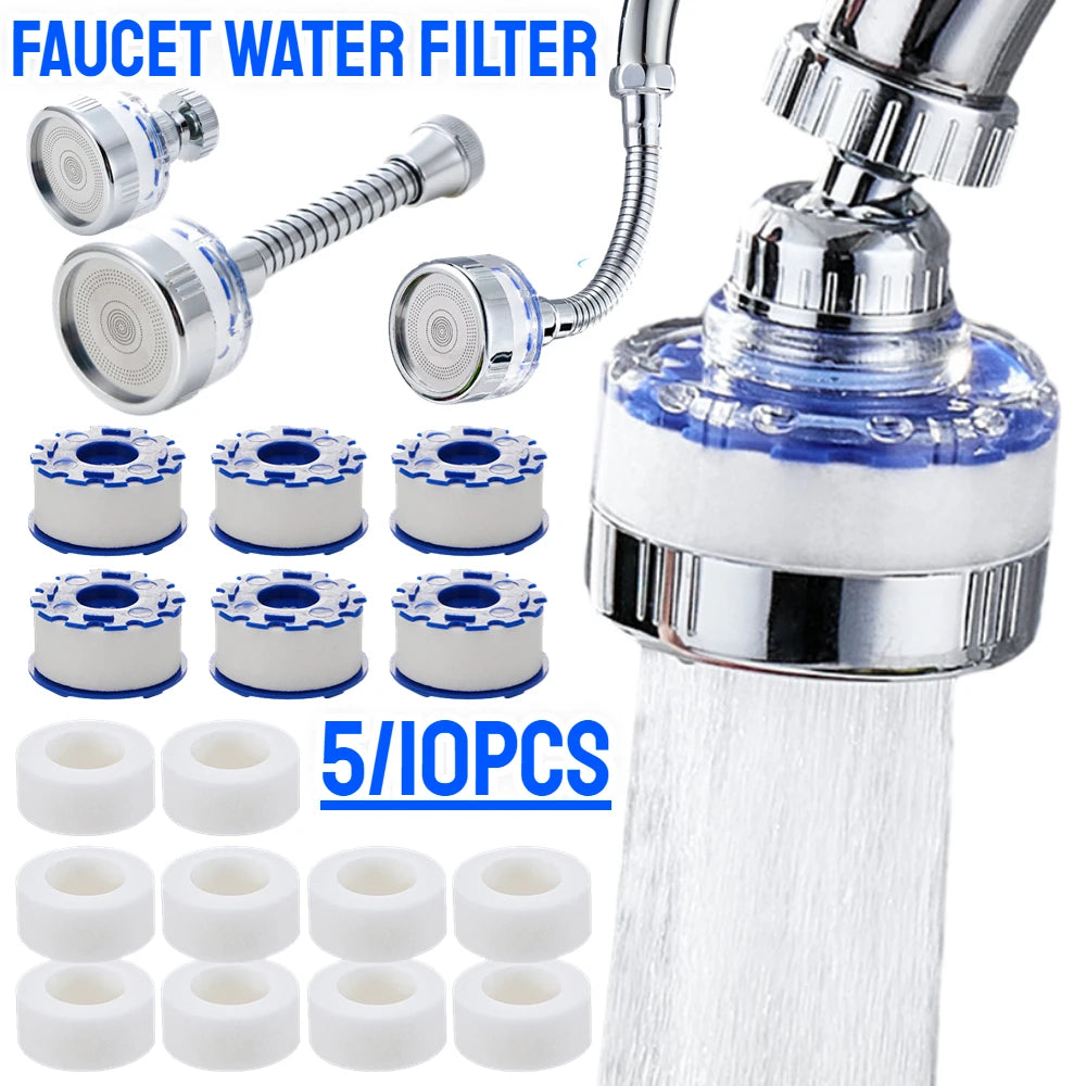 360° Rotating Faucet Water Filter Aerator - Pressurized Sink Filter and Tap Extender for Kitchen and Bathroom