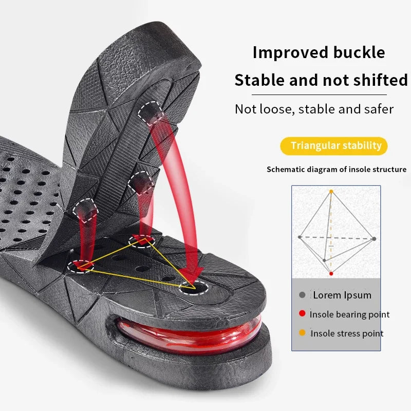 Adjustable Height-Increase Insoles 3–9 cm (1.2–3.5 in) – Invisible Air Cushion Shoe Inserts, Cut-to-Fit Elevator Insoles